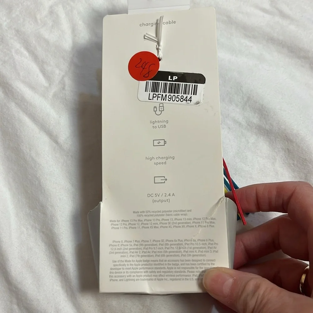 NWT NIB heyday tassel cable keychain: lightning to usb cable iPhone/iPad